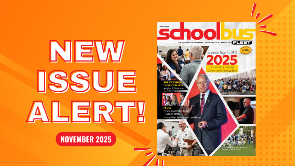 An orange graphic with the November 2025 SBF magazine cover and text reading "New Issue Alert!"