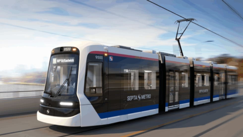 A rendering of Alstom's Citadis streetcar for SEPTA.