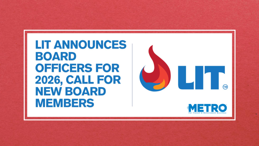 A red, white and blue graphic with an LIT logo and text reading" LIT Announces Board Officers for 2026, Call for New Board Members."
