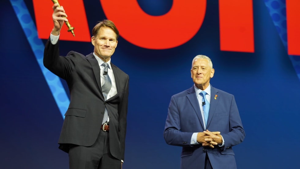 2026 NADA Chairman Rob Cochran and outgoing chairman Thomas Castriota