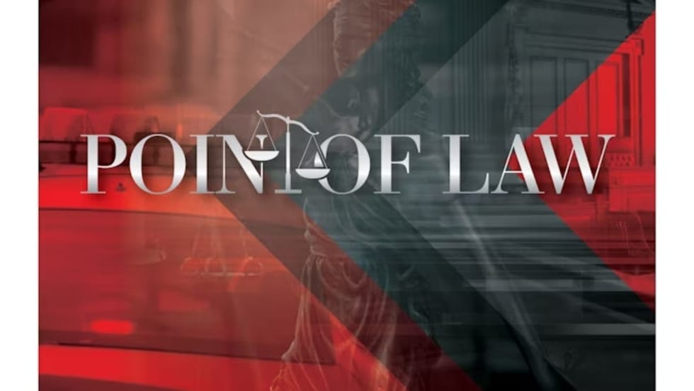 Point of Law logo with scales of justice in metallic silver text