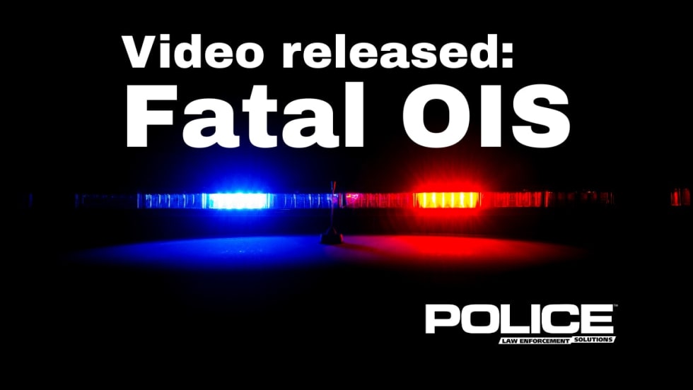 Police emergency light bar with 'Fatal OIS' video release announcement