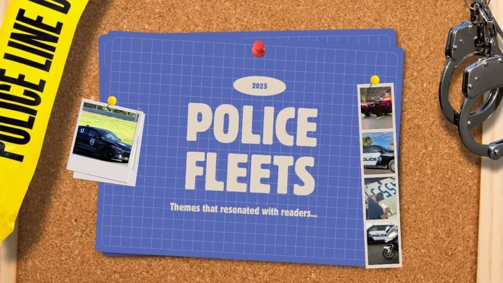 a bullet board with police pictures of vehicles plus handcuffs and police tape. 