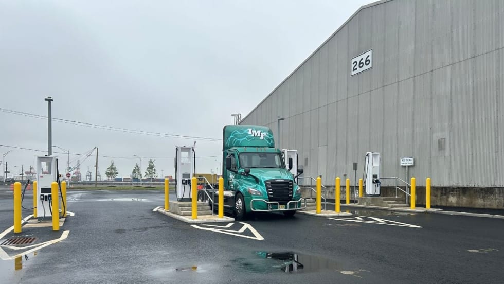 Port of Newark EV truck charging station.