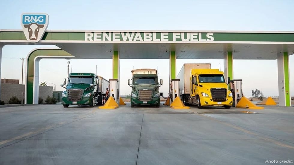 RNG refueling station for heavy trucks.