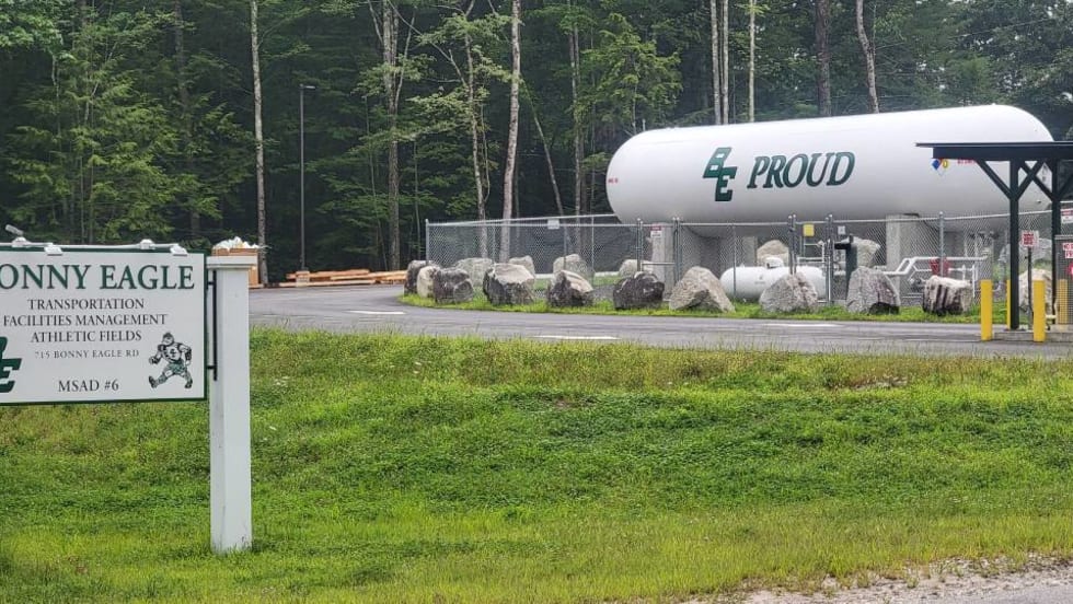 The propane fueling tank at Bonny Eagle School District.