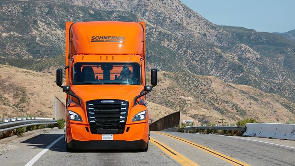 Schneider National Freightliner eCascadia electric truck.
