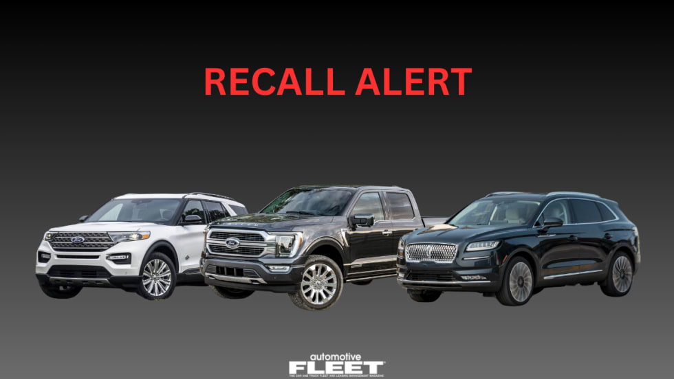 A graphic with text reading "RECALL ALERT" and a lineup of cars below it. 