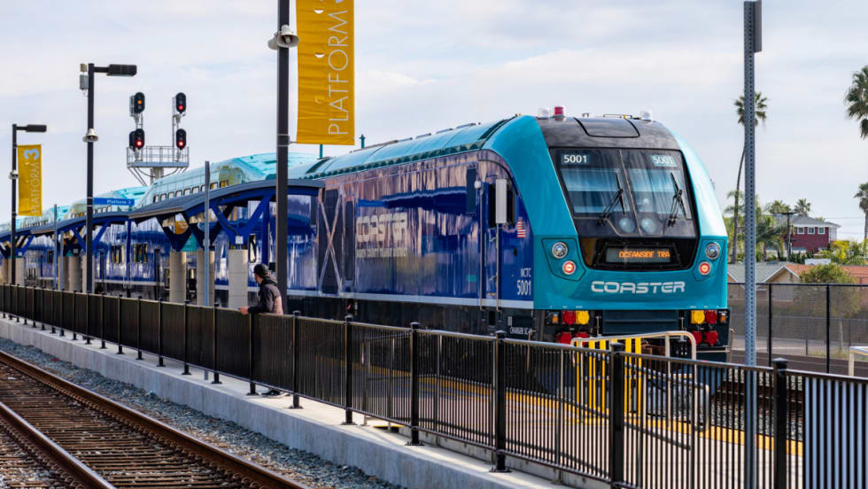 A blue NCTD commuter rail.