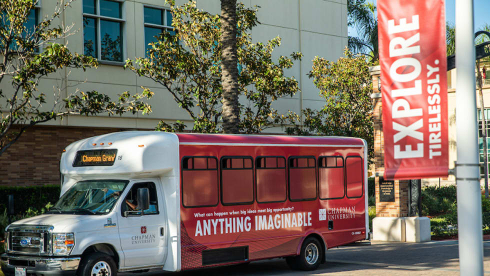 A Chapman University shuttle.