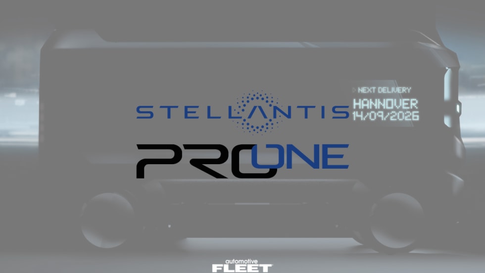 Dark teaser image of Stellantis Pro One’s autonomous Box on Wheels delivery concept, a driverless zero-emission vehicle designed for last-mile logistics and fleet operations.