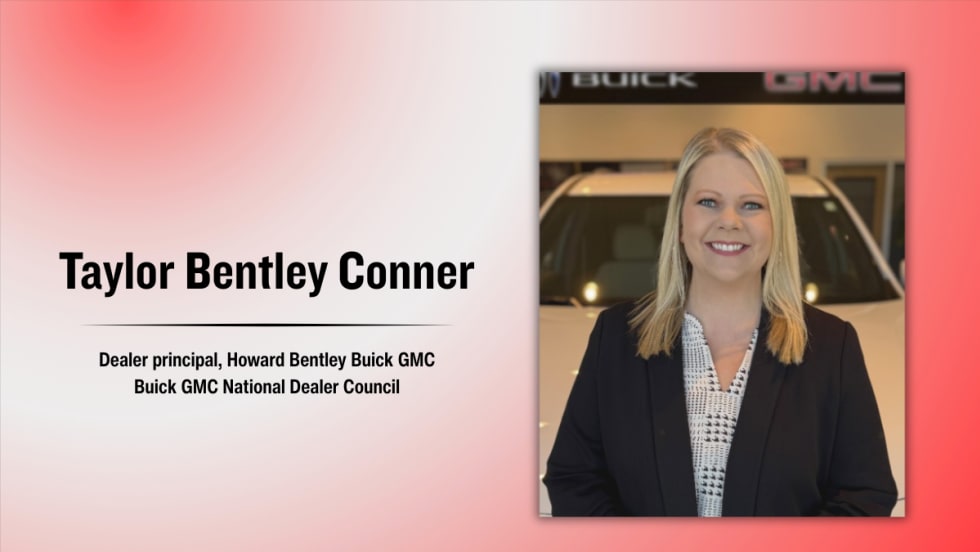 Portrait of Taylor Bentley Conner, dealer principal of Howard Bentley Buick GMC, appointed to the Buick GMC National Dealer Council.