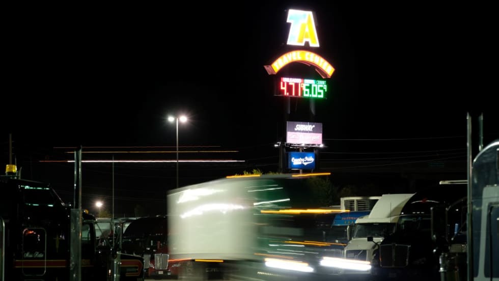 Truckstop at night.