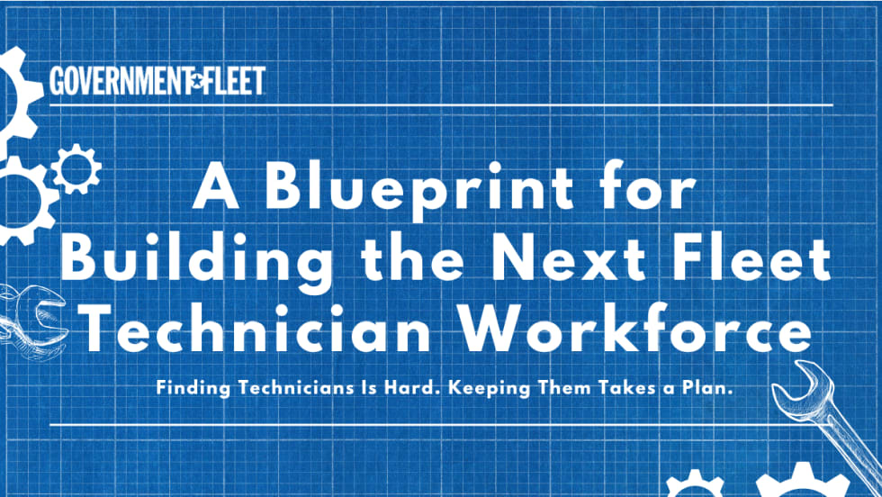 A blueprint with tool graphics and text about technicians. 