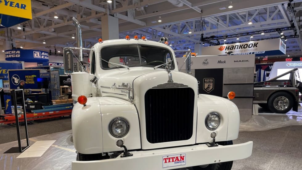 1950s-vintage Mack B-Series truck at TMC's 2025 Annual Meeting.