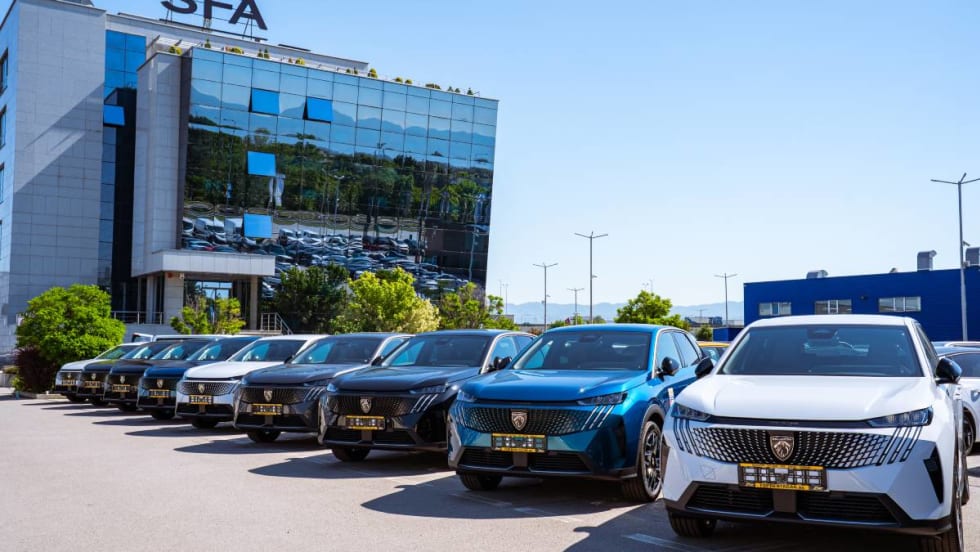 New rental cars lined up at the Sofia, Bulgaria officers of Top Rent A Car