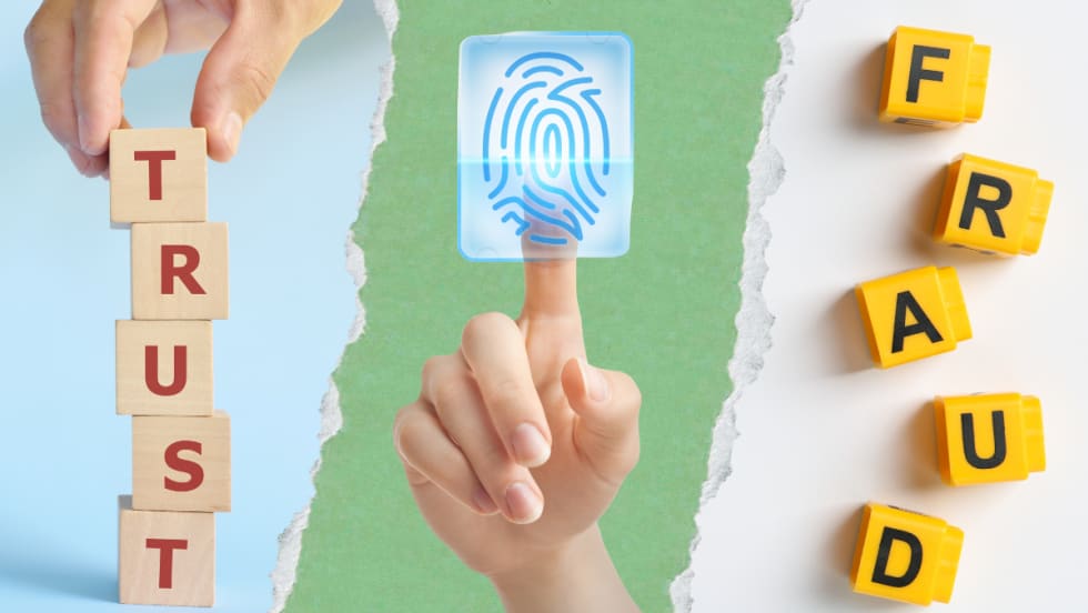 Illustration showing trust, verification, and fraud images
