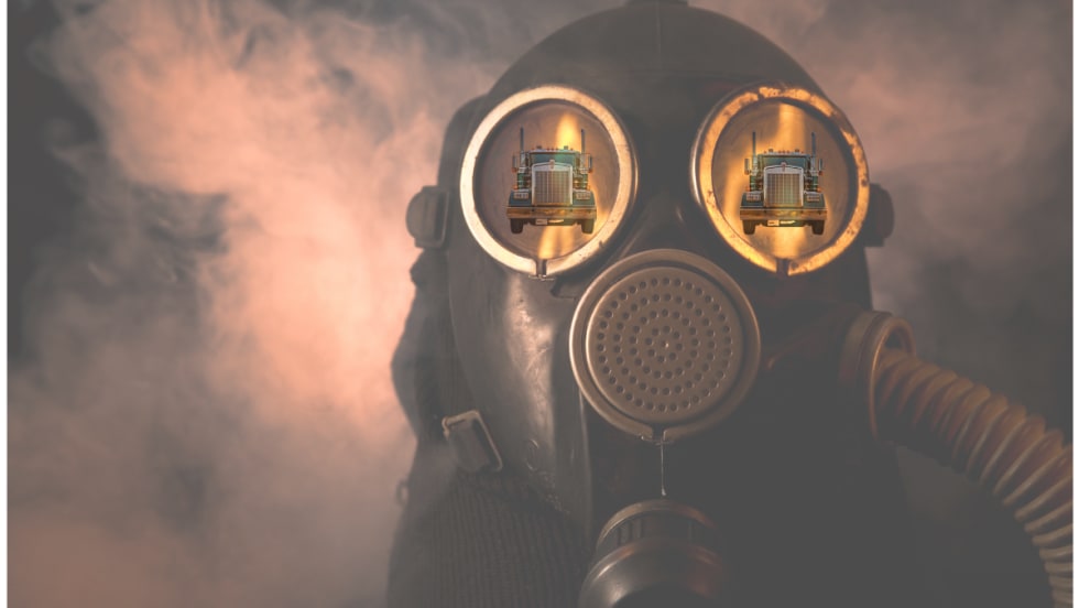 A person in a gas mask.