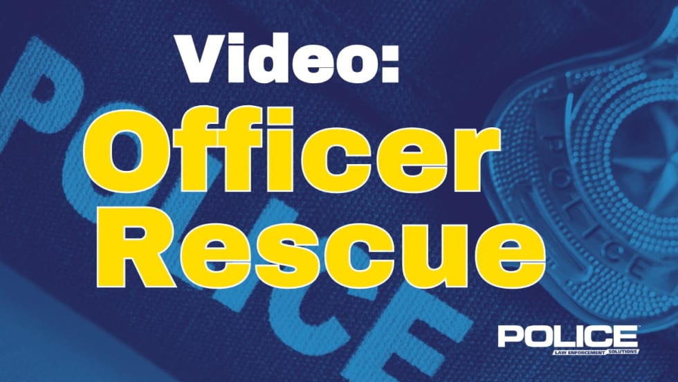 Police magazine video thumbnail for 'Officer Rescue' with blue and yellow design