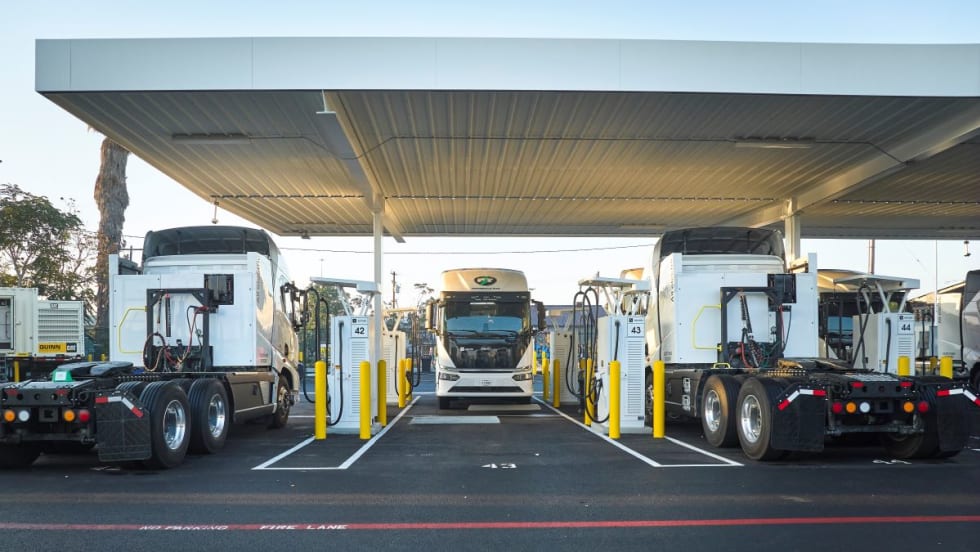 Electric trucks charging.