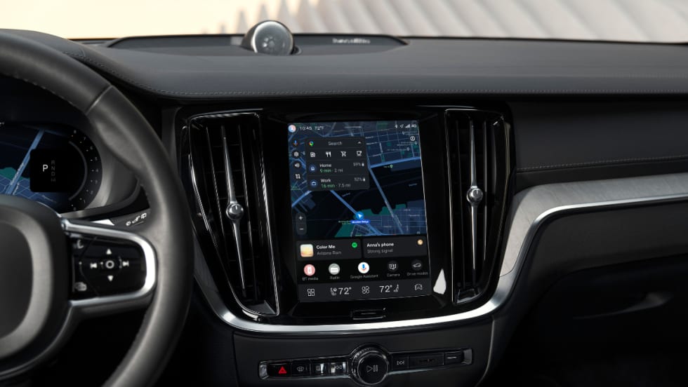 The interior of a Volvo car's infotainment screen.