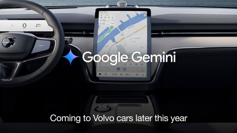 A Volvo EX90 center console with Google Gemini.