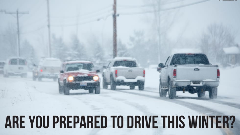 A snowy graphic of cars driving prepares fleet managers for Winter.