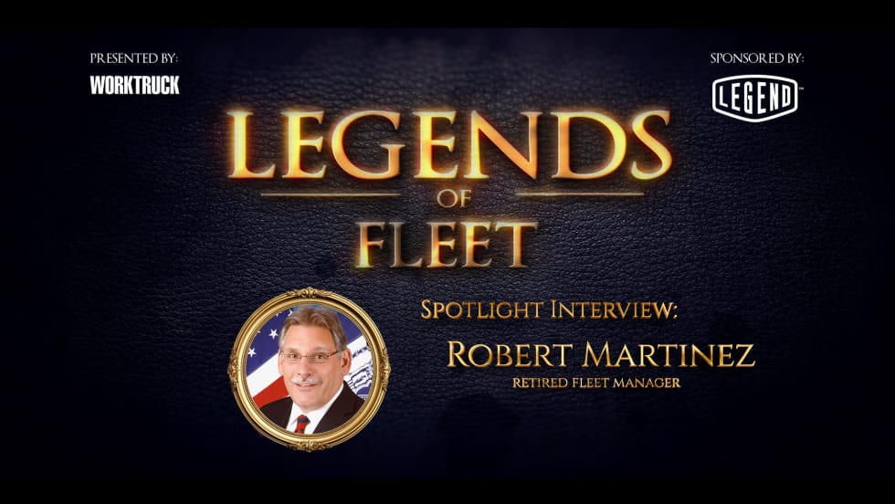 Fleet Legends graphic featuring Robert Martinez, retired fleet manager and 2026 Tom Johnson Award winner, with Work Truck and Legend Fleet branding.