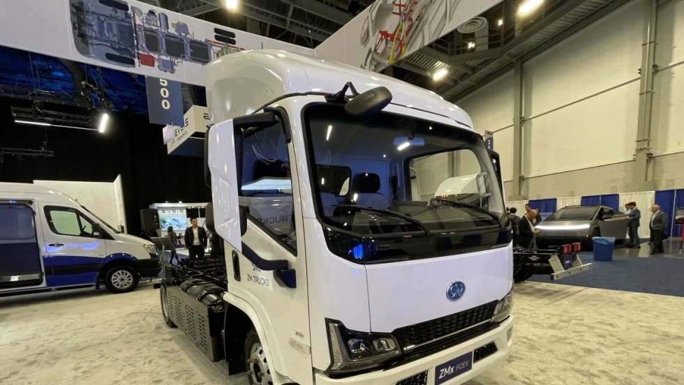 A ZM Trucks fuel cell cabover truck at ACT Expo 2024.