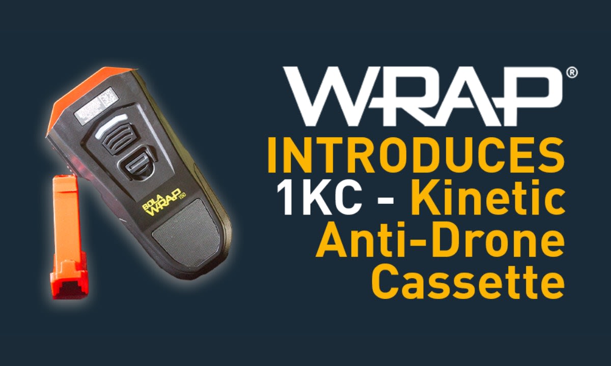 WRAP 1KC Kinetic Anti-Drone Cassette device in black and orange