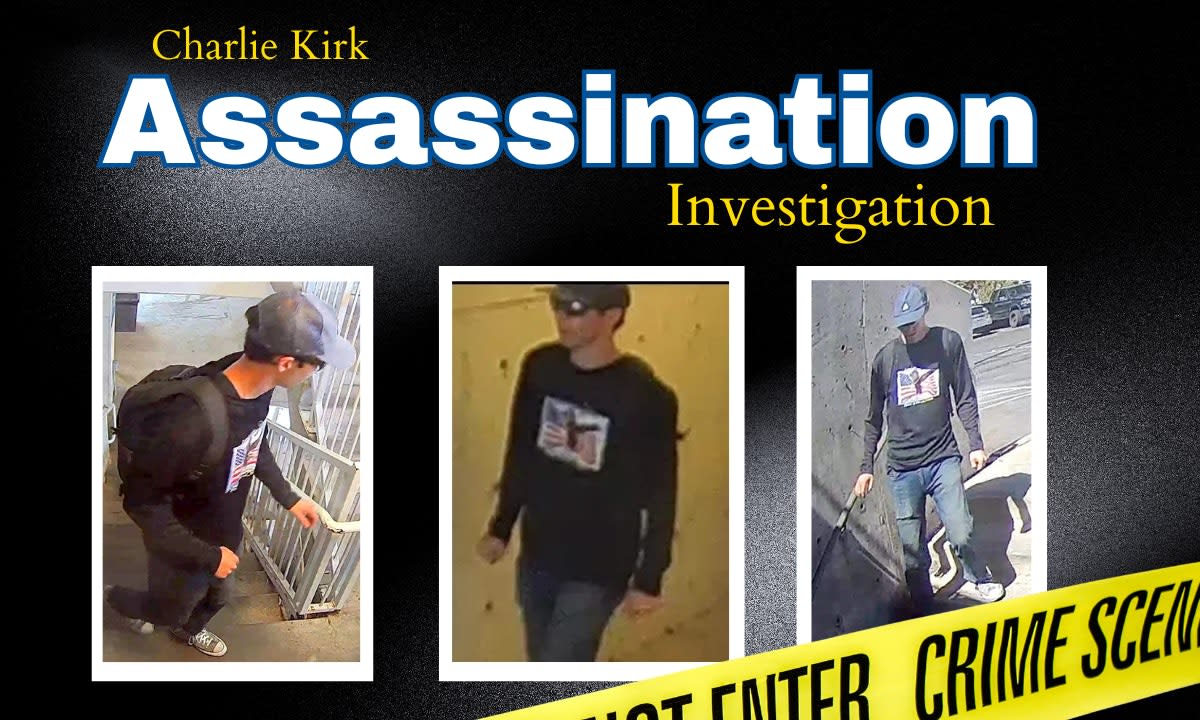 Three surveillance photos of a person wearing dark clothing and cap in different settings
