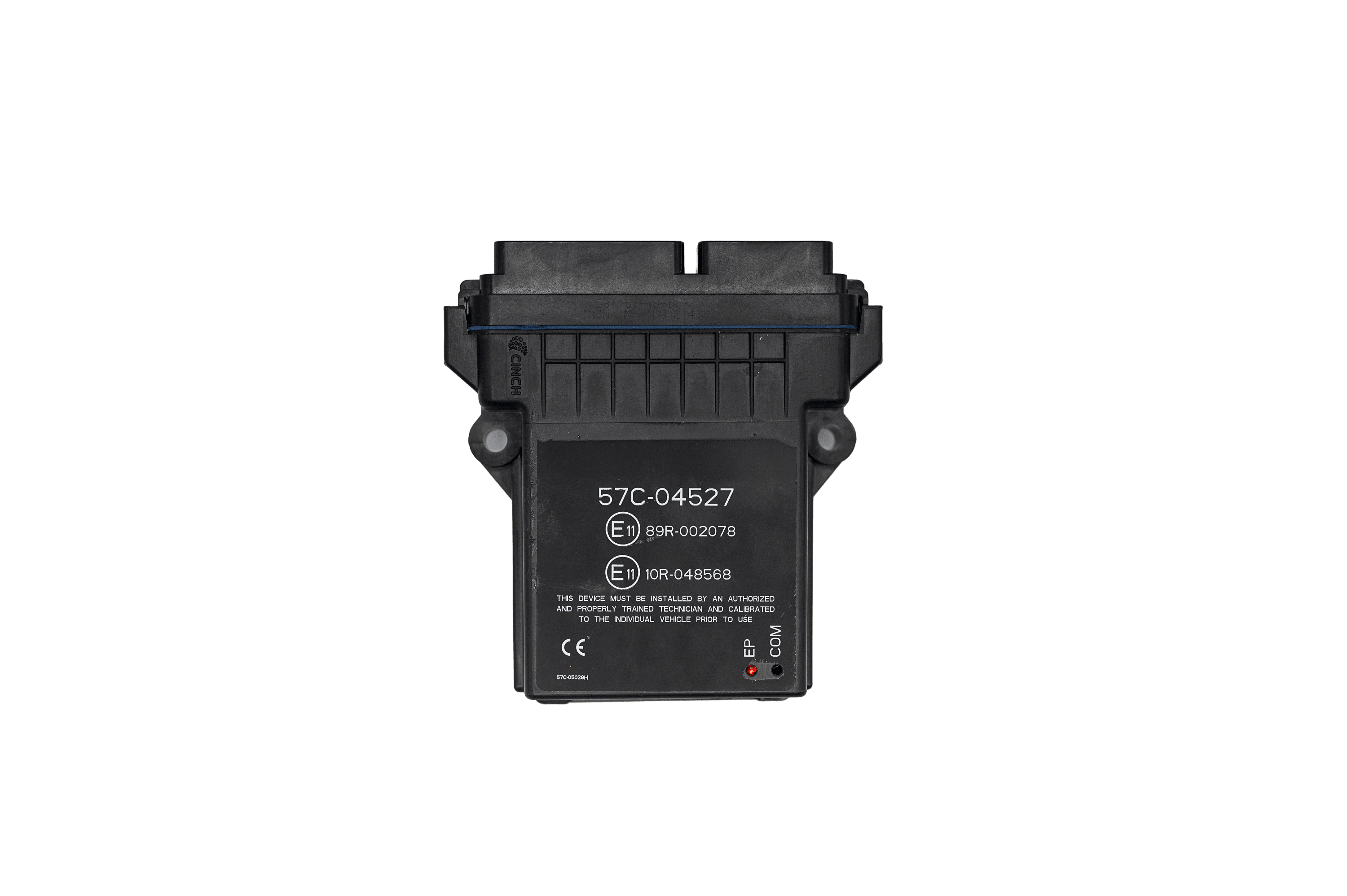 Black electronic control module with technical identification number 57C-04527
