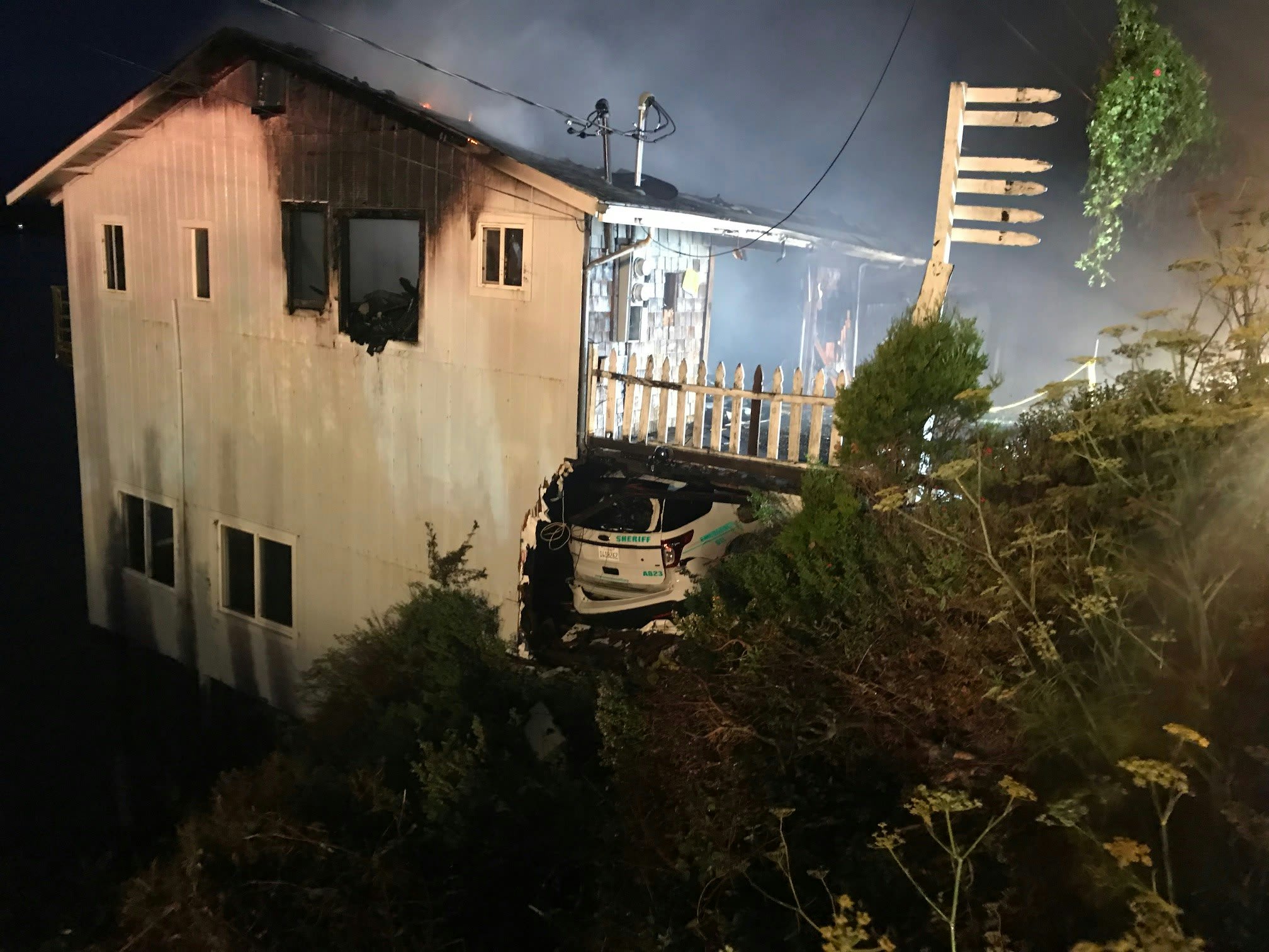 California Deputy's Vehicle Crashes Into House, Bursts Into Flames After Pursuit