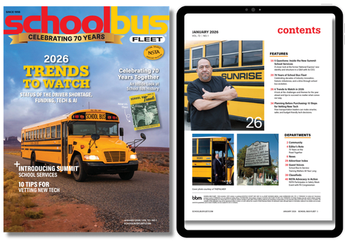 School Bus Fleet magazine cover and digital edition displayed side by side