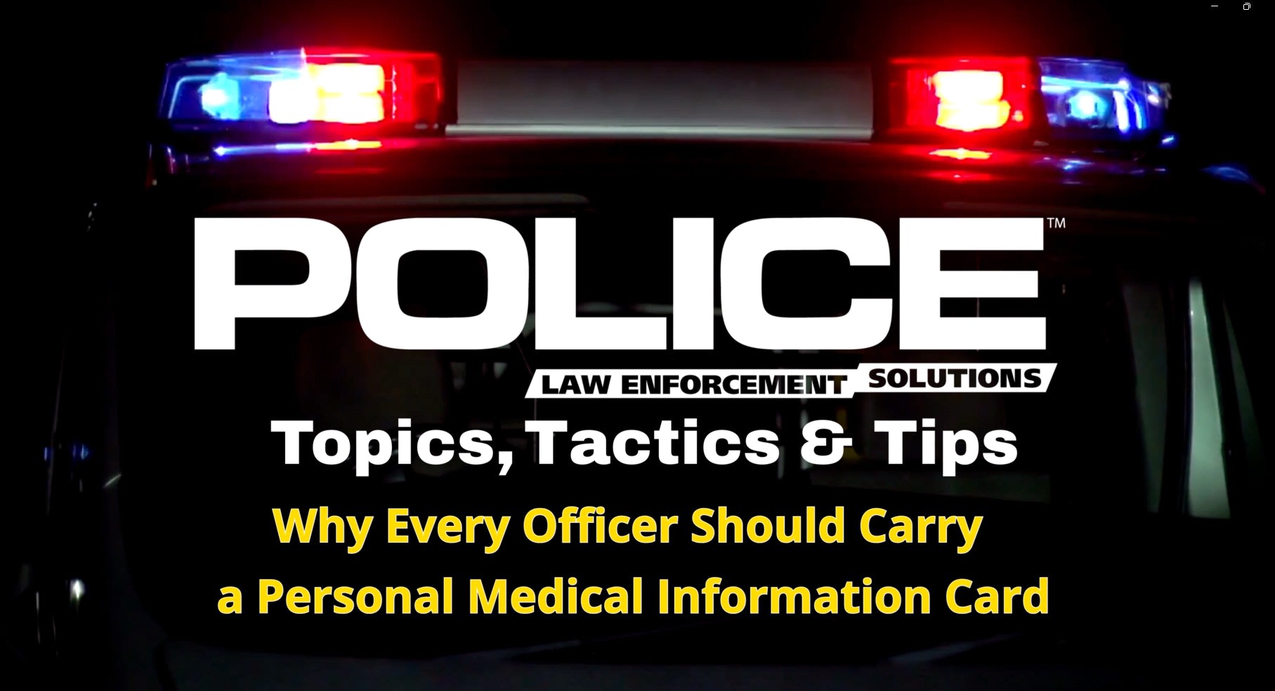 Police magazine logo with emergency vehicle lights and law enforcement branding