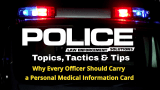 Police magazine logo with emergency vehicle lights and law enforcement branding