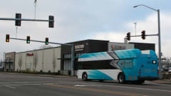 Cherriots bus at traffic signal using LYT technology.
