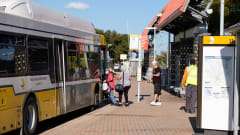 DART passengers boarding a bus