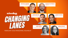 A red and orange personnel roundup graphic with text reading "Changing Lanes."