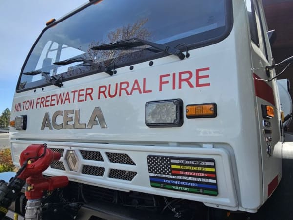 Up close look at badging on Acela Monterra 6x6 Tactical Truck