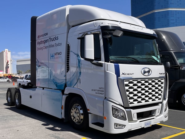White Hyundai fuel-cell-electric truck