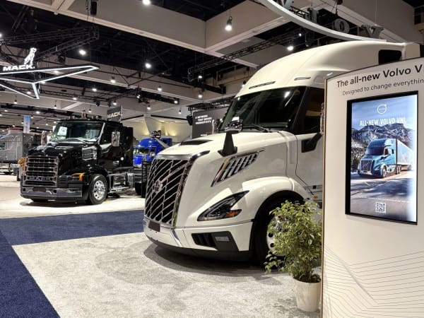 Volvo and Mack trucks at ATA MC&E expo