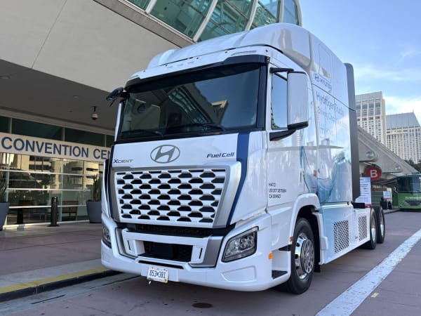 White Hundai Xcient fuel cell electric truck at ATA MC&E expo
