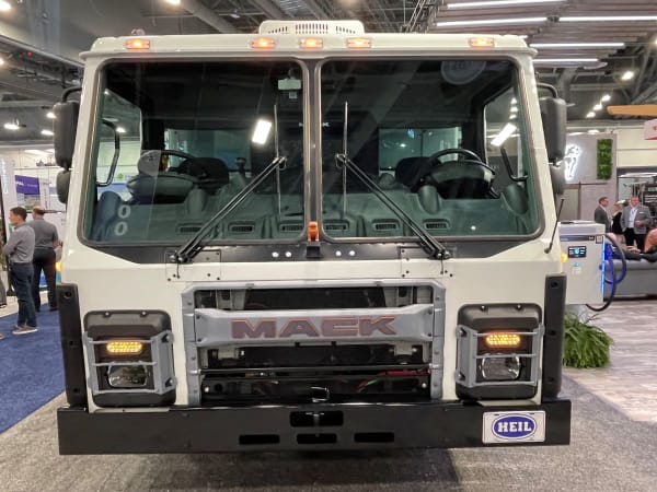Mack LR Electric refuse truck.