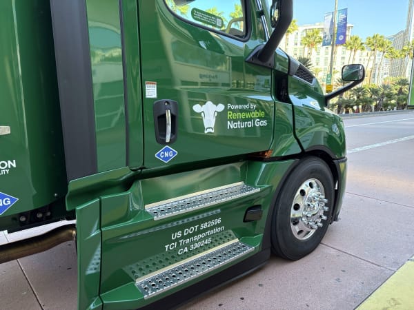 Clean Energy's renewable natural gas truck on display outside the convention center
