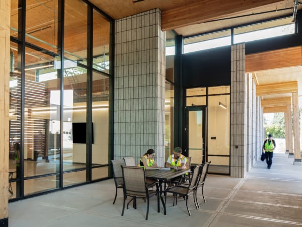 Exterior image of C-TRAN's campus expansion porch.