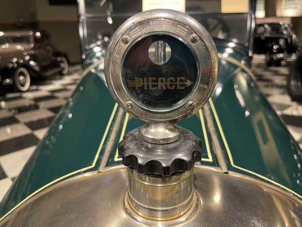 Armacost Museum - 1920s Pierce-Arrow radiator coolant sight glass.