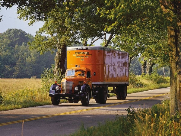 Schneider National historic trucks.