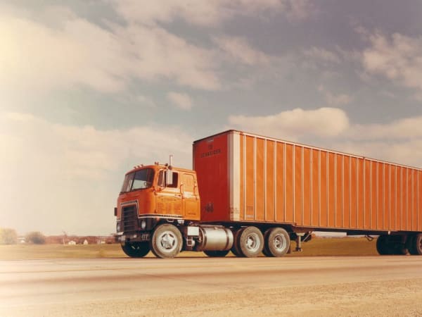 Schneider National historic trucks.