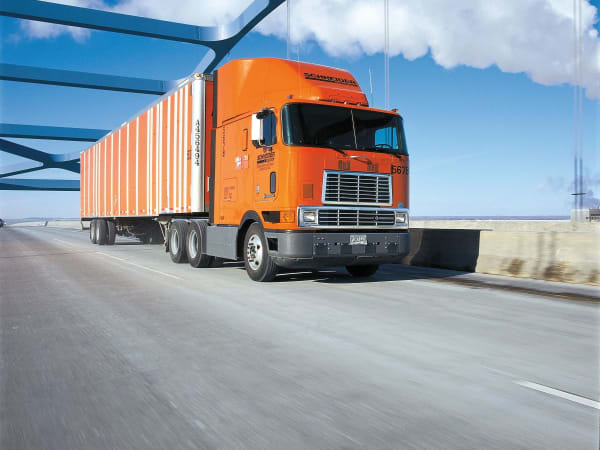 Schneider National historic trucks.